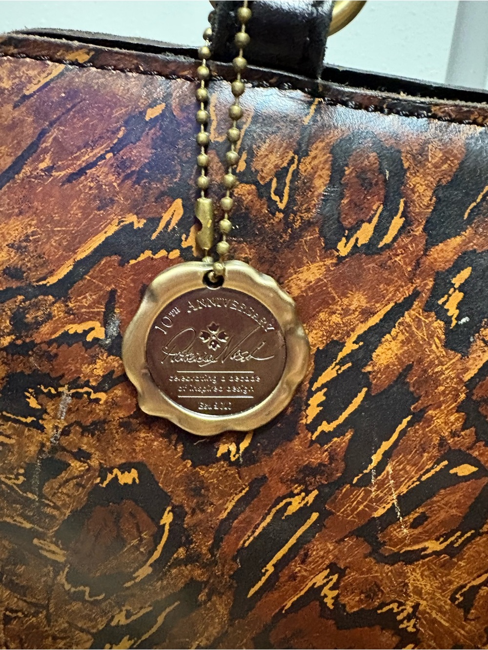 Patricia Nash Brown Leopard-Print Leather Satchel with Tassels - Picture 10 of 15